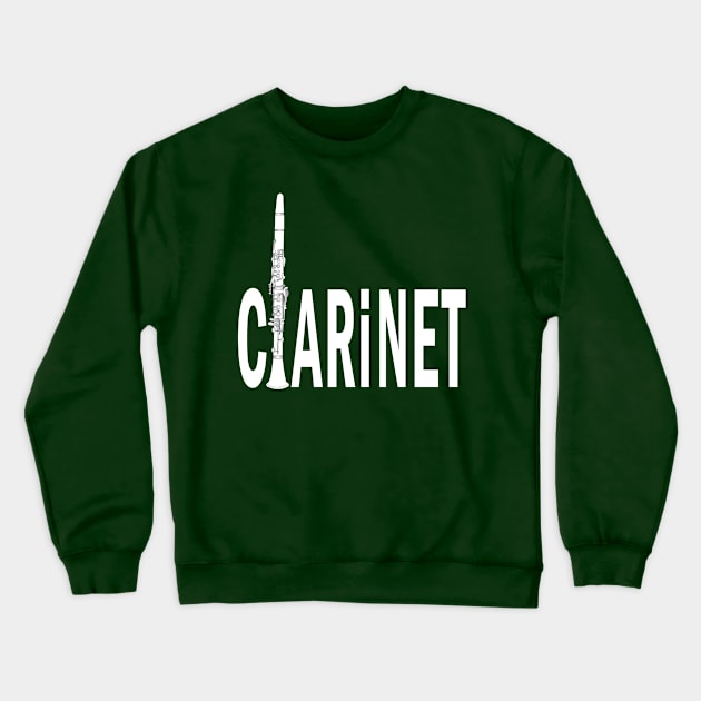 Clarinet White Text Crewneck Sweatshirt by Barthol Graphics